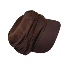 Elegant Pleated Baseball Hat Long Brims Flat Top-Coffee color