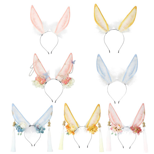 Adorable Floral Embroidered Rabbit Ears-Light curls up 1