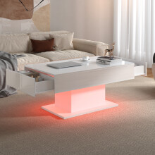 White Led Coffee Table with 2 Storage Drawers