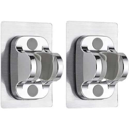Shower Head Holder  Strong Adhesive  Silver  Adjustable Angle  Pack of 2  12 cm 1