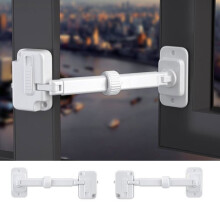 Two sets of window locks adjustable, antiopen and easy to install white for home security