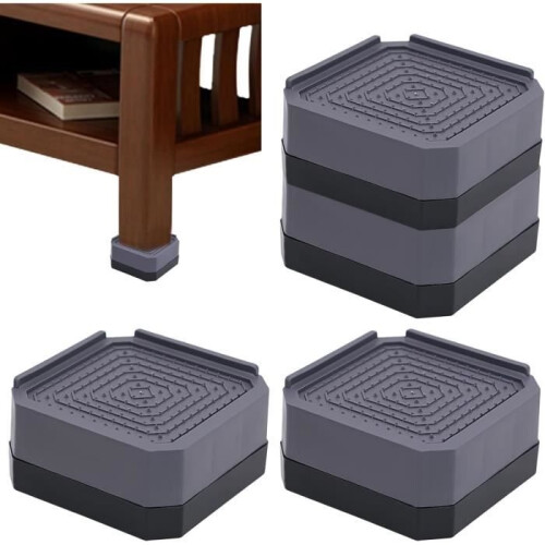 Furniture Risers  Unspecified  Set of 4  4 cm  Nonslip  Grey Plastic 1