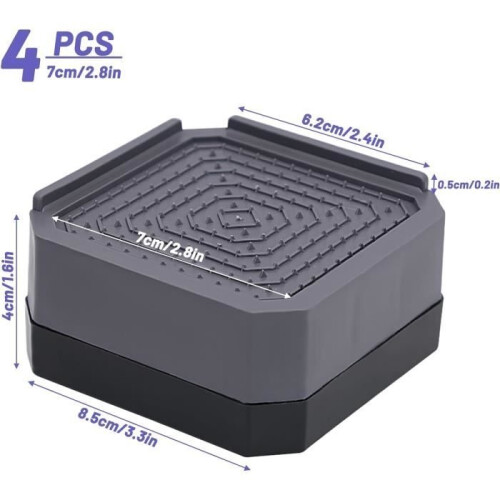 Furniture Risers  Unspecified  Set of 4  4 cm  Nonslip  Grey Plastic 2