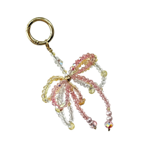 Lanière de téléphone portable perlée, pendentif nœud papillon