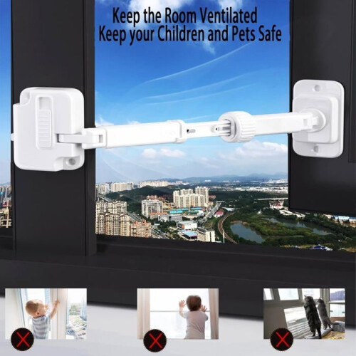 Two sets of window locks  adjustable, antiopen and easy to install  white for home security 2