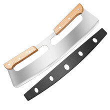 Coupe-pizza en acier inoxydable avec-Double manche en bois