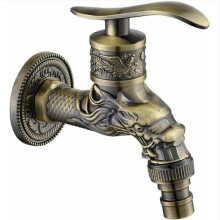 Antique Brass Faucet, Antique Faucet, Antique Brass Engraved Faucet 10.5 11 1.8 cm (Bronze)