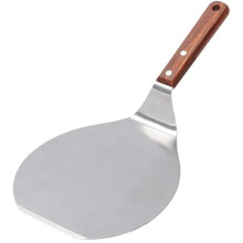 Pizza Pans, Stainless Steel Pizza Wooden Handle, Round Cake Pizza Shovel Kitchen Tool