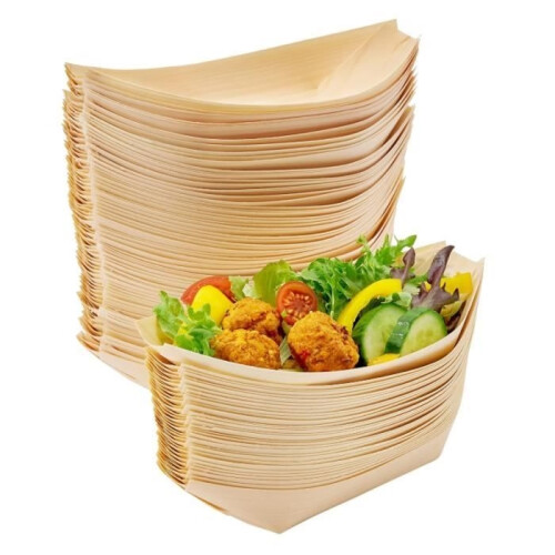 Serving Tray - Boat - 50 PCS - Pine Wood - 5 inch - Asymmetrical