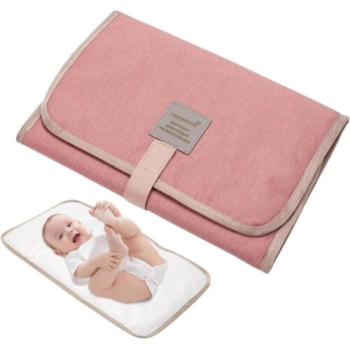 Foldable Travel Changing Mat, Baby Changing Mat, Waterproof Portable Changing Mat (Pink)