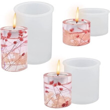 Epoxy Resin Mold, 3 Pieces Candle Mold, 3 Sizes Silicone Candle Mold, 3D Silicone Candle Molds for Cylinder Candles