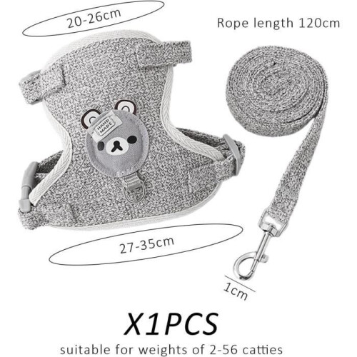 Harness with leash - Not specified - Grey - 1.2 m - Breathable - Comfortable 2