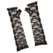 Satin Lace Mitten Women's Clothing Accessories Vintage Wedding Costume Black