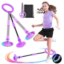 Ankle Skip Ball,Ankle Jump Ring,Foldable Ankle Jump Ring Toy,Colorful Flashing Jump Ring,Purple