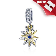 Charms - WOSTU - 925 Silver - Crystal Stars - Moon - Valentine's Day Gift