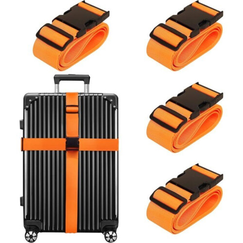 Pack Orange Nylon Luggage Straps - Adjustable Security Straps - Heavy Duty Travel Accessory 1