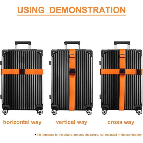 Pack Orange Nylon Luggage Straps - Adjustable Security Straps - Heavy Duty Travel Accessory 2