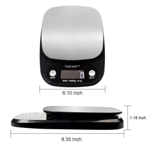 YOUNGKEE 10kg/1g Digital Kitchen Scale Stainless Steel with Backlit LCD Display and Tare Function 2