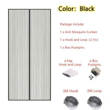Size 80 x 210 cm - Type Black 2 - Summer Mosquito Net Curtain Magnets Door Mesh Insect Sandfly Netting Ave