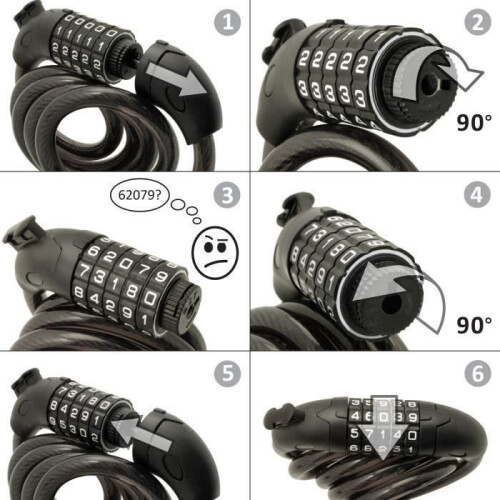 CampTeck 5 Digit Combination Cable Lock for Bike Bicycle 120cm 2