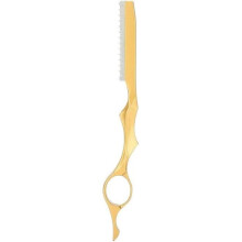 Thinning Scissors, Hair Shears Tooth Hair Cutting Hairdressing Razor Cut Stainless Steel Bangs Thinning Knife, Gold
