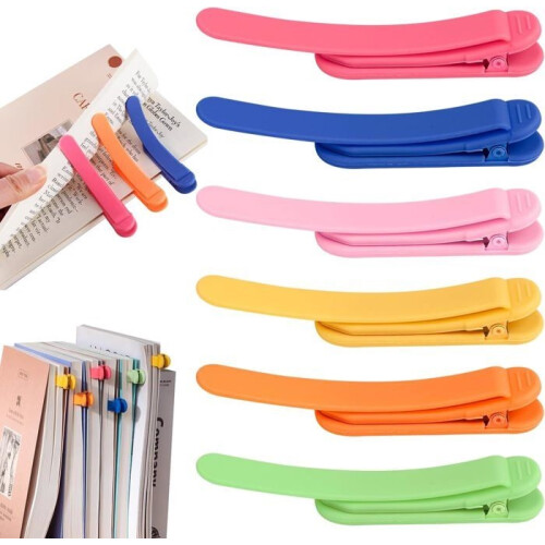 Pack of 6 Silicone Automatic Bookmarks, Automatic Bookmark Ideas, Colorful Book Marker, Automatic Bookmarks