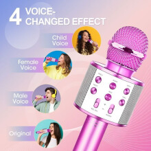 Wireless Karaoke Microphone, ATOPDREAM, USB Bluetooth Microphone, Wireless Microphone, Gifts for Girls and Boys from 3 to 12 Years Old - Purple