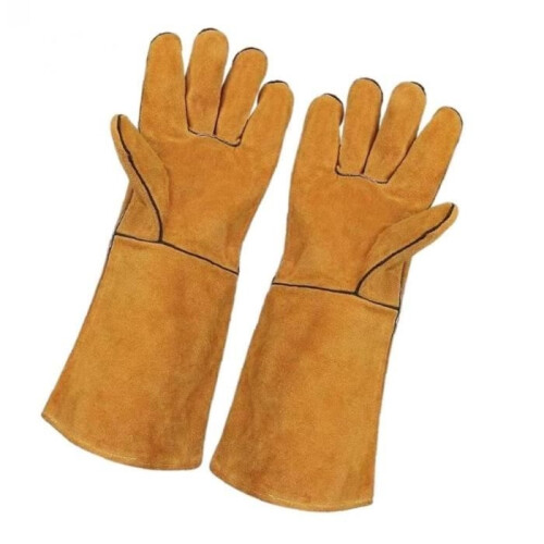 Fire Resistant Leather Gloves Durable Gauntlets Cowhide Welding Gloves for Safety Work 1 Pair 2