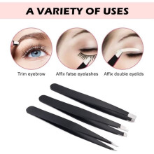 Eyebrow Tweezers Set, Eyebrow Tweezers, Professional Tweezers, Tweezers with Non-Slip Coating for Eyebrows