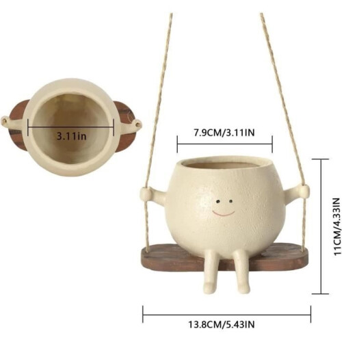 Flower Pot - Swing Face - White - Round - Plastic - For Indoor Plants 2