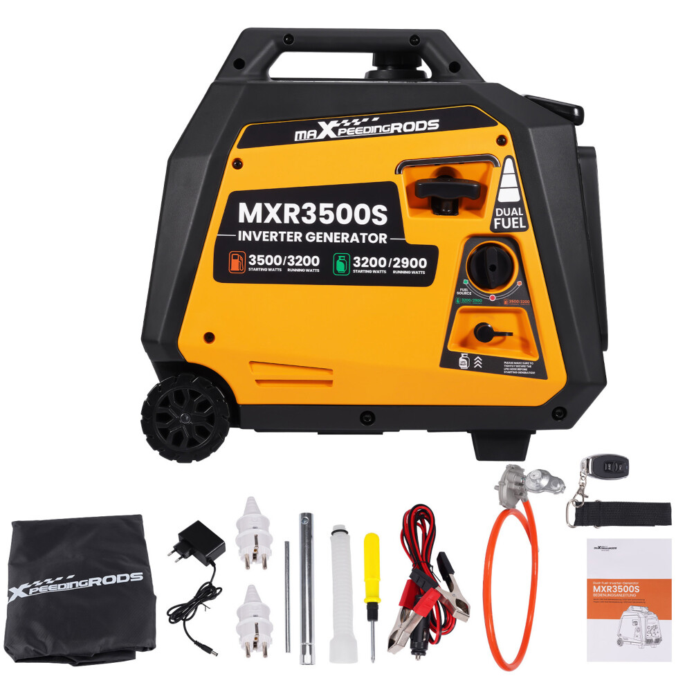 Maxpeedingrods 3500W Dual-Fuel Petrol/Lpg Portable Inverter Generator +E-Start
