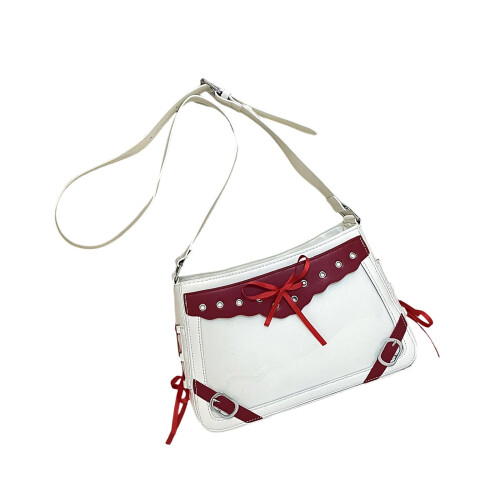 Itabag Toted Bag Clear Window for Pins Shoulder-white red