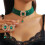Paire de colliers ras de cou en strass multicouches avec-Vert 1
