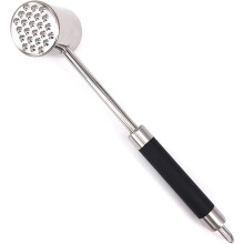 Amaciador de carne em aço inoxidável, martelo resistente de tamanho perfeito com cabo ergonômico para uma pegada confortável, pode ser lavado na