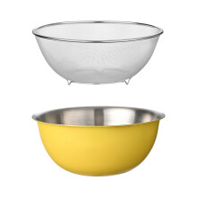 Edelstahl-Rührschüssel mit Abtropfkorb zum Backen,-Gelb