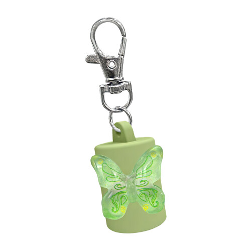 Porte-clés papillon en plastique à la mode, capuchon-Vert