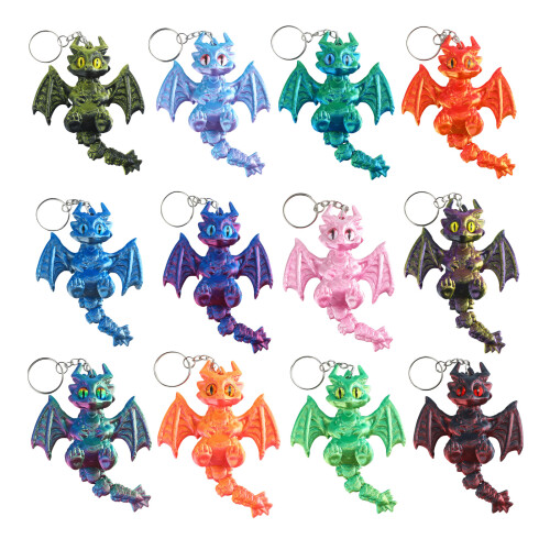 Porte-clés Unique en forme de Dragon occidental-argent bleu 1