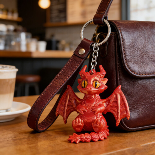 Porte-clés Unique en forme de Dragon occidental-argent bleu 2
