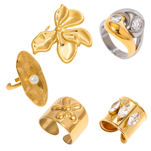 Practical Opening Rings Geometric Rings Flower Shape-C 1