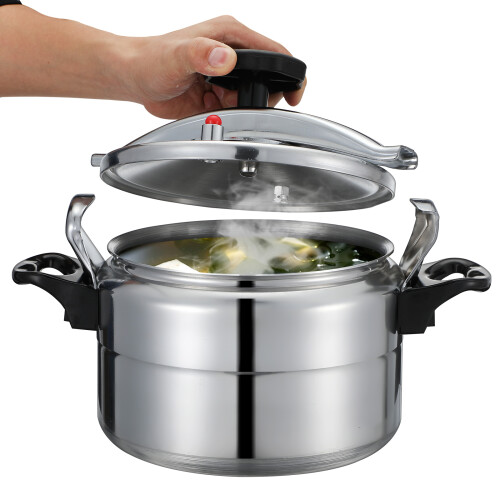 Silver Aluminum Pressure Cooker Double Handle Small Cooking Pot