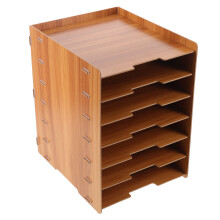 7Tier Wooden Desktop Organizer for Office Papers with Reinforced Frame