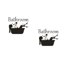 2Pcs PVC Bathroom Wall Sticker Black Removable Home Wall Decor