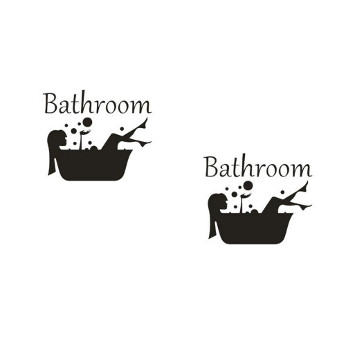 2Pcs PVC Bathroom Wall Sticker Black Removable Home Wall Decor