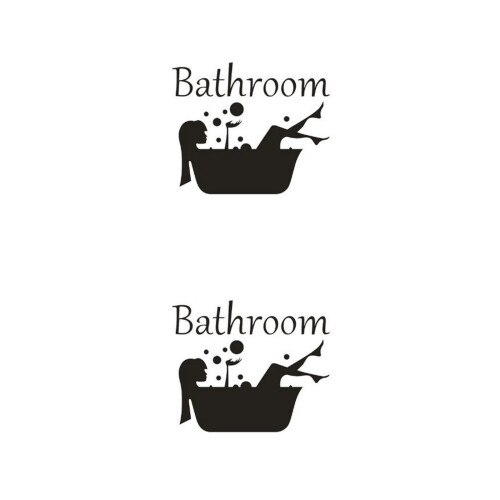 2Pcs PVC Bathroom Wall Sticker Black Removable Home Wall Decor 1