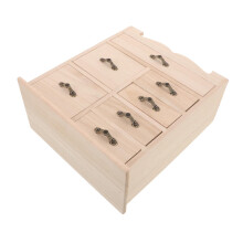 Portable Beige Wood Jewelry Storage Box for Earrings and Bracelets