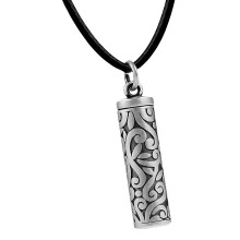 Hollow Prayer Charm Necklace Antique Silver-single pendant
