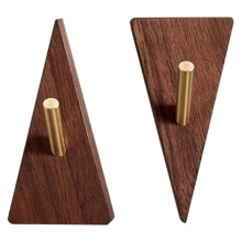 2 Pieces Inverted Triangle Wood Hook Featuring Solid Brass