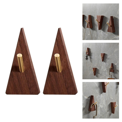 2 Pieces Inverted Triangle Wood Hook Featuring Solid Brass 1