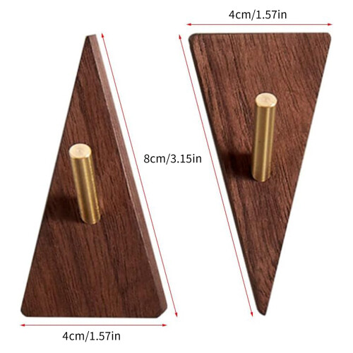 2 Pieces Inverted Triangle Wood Hook Featuring Solid Brass 2