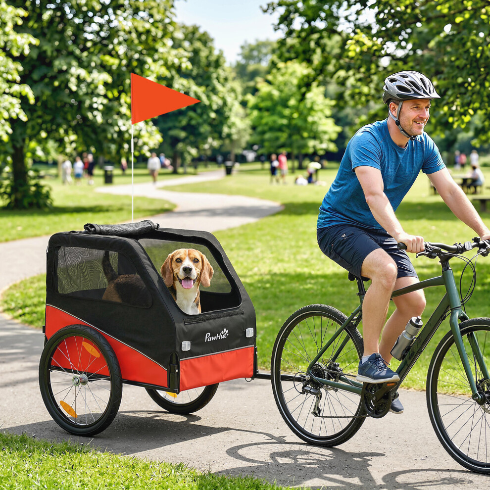 Pawhut (Red) Dog Bike Trailer For Small & Medium Pets With 20" Rubber Wheels